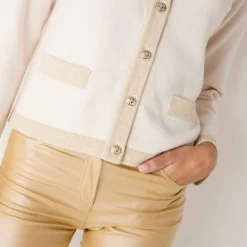 Cardigan boutons dorés, détails brillants