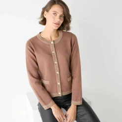 Cardigan boutons dorés, détails brillants