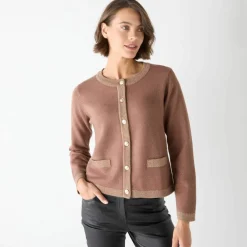 Cardigan boutons dorés, détails brillants