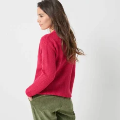 Cardigan boutons perles fantaisie, maille anglaise toucher doux