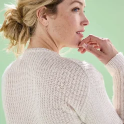 Cardigan boutons perles fantaisie, maille anglaise toucher doux