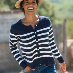 Cardigan rayé boutonné