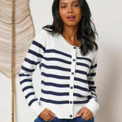 Cardigan rayé boutonné