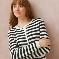 Cardigan rayé maille fantaisie