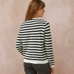 Cardigan rayé maille fantaisie