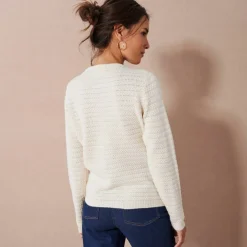 Cardigan uni maille fantaisie