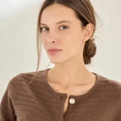 Cardigan uni maille fantaisie