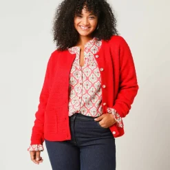 Cardigan uni maille fantaisie