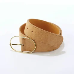 Ceinture boucle coloris doré, croûte de cuir