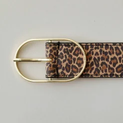 Ceinture motif léopard, croûte de cuir