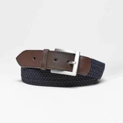 Ceinture tressée extensible finitions cuir