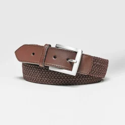Ceinture tressée extensible finitions cuir