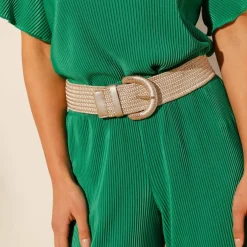 Ceinture tressée élastiquée teinte dorée