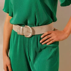 Ceinture tressée élastiquée teinte dorée