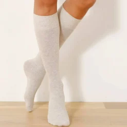 Chaussettes hautes en maille torsadée unie - lot de 2 paires