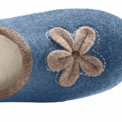 Chaussons mules fleur appliquée - largeur confort