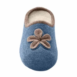 Chaussons mules fleur appliquée - largeur confort