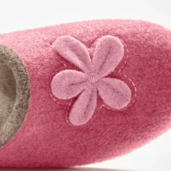 Chaussons mules fleur appliquée - largeur confort