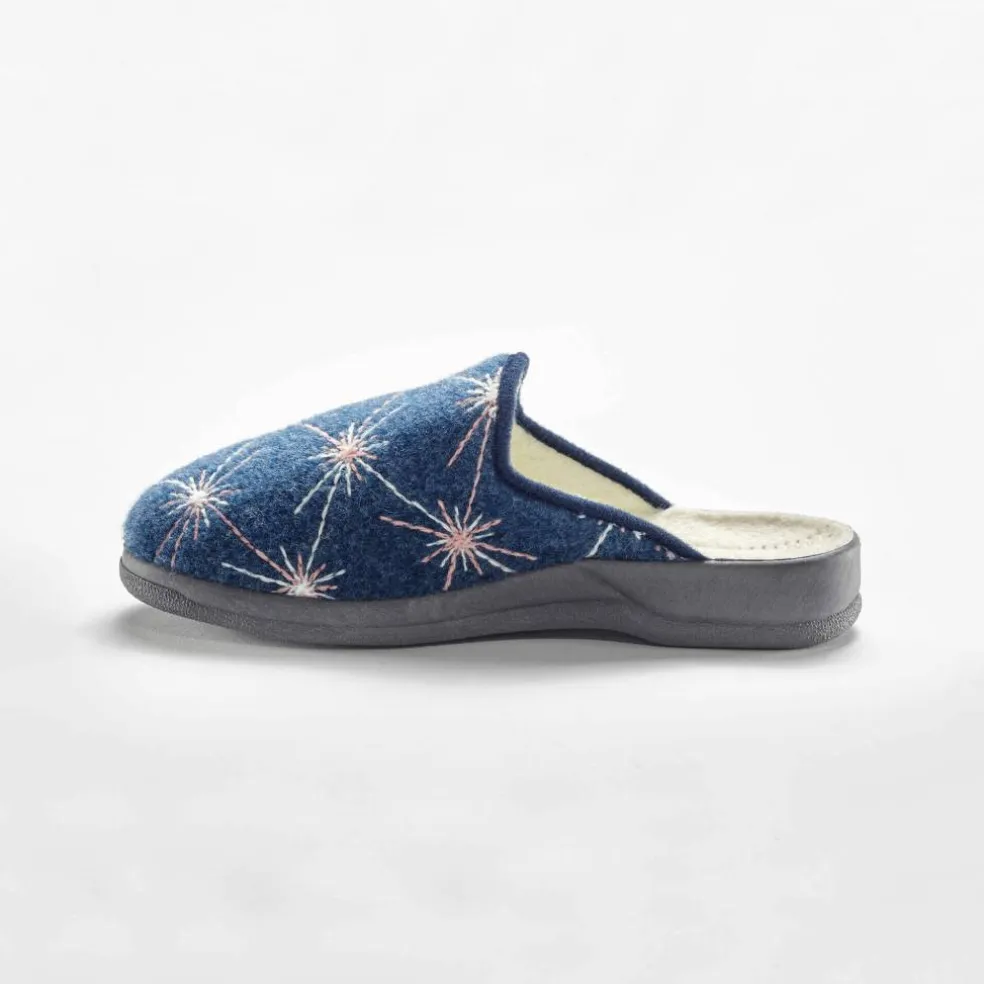 Chaussons mules fourrés brodés
