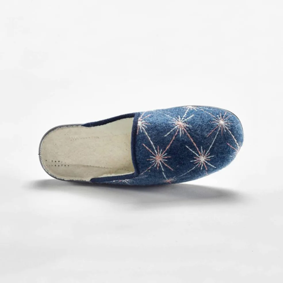 Chaussons mules fourrés brodés