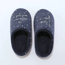 Chaussons mules polaire brodés texte