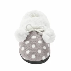 Chaussons mules polaires imprimées pois