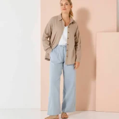 Chemise boutonnée unie, gaze de coton
