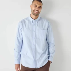 Chemise boutonnée unie Oxford manches longues