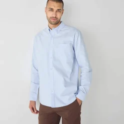 Chemise boutonnée unie Oxford manches longues