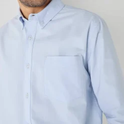 Chemise boutonnée unie Oxford manches longues