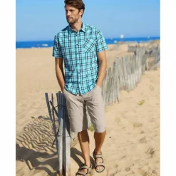 Chemise à carreaux manches courtes polycoton