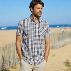 Chemise à carreaux manches courtes polycoton