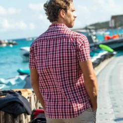 Chemise à carreaux manches courtes polycoton