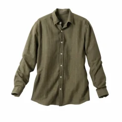 Chemise coton lin manches longues boutonnée