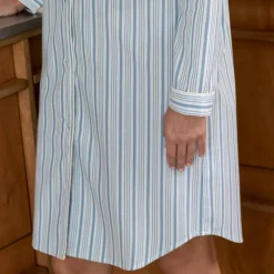 Chemise de nuit coton forme liquette rayée