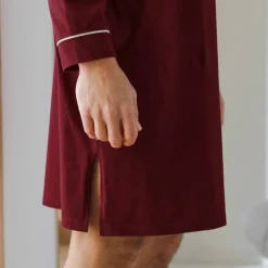 Chemise de nuit coton passepoils contrastés