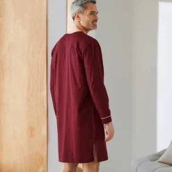 Chemise de nuit coton passepoils contrastés