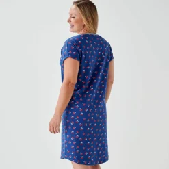 Chemise de nuit courte imprimé "cerises" manches courtes