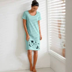 Chemise de nuit courte imprimé chat - lot de 2