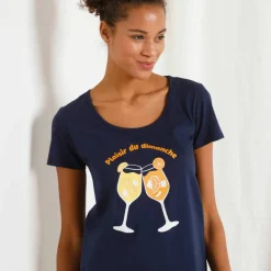 Chemise de nuit courte imprimée "cocktail"