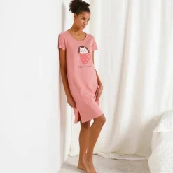 Chemise de nuit courte imprimée "hérisson"