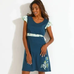 Chemise de nuit courte imprimé placé
