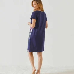 Chemise de nuit courte imprimé rosaces