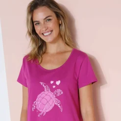 Chemise de nuit courte imprimé tortue
