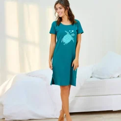 Chemise de nuit courte imprimé tortue