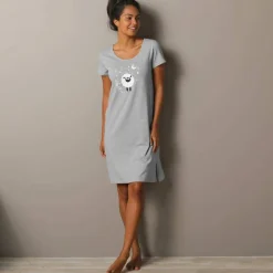Chemise de nuit courte manches courtes imprimé "mouton"