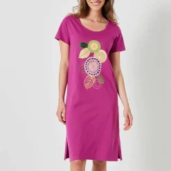 Chemise de nuit courte manches courtes motif 