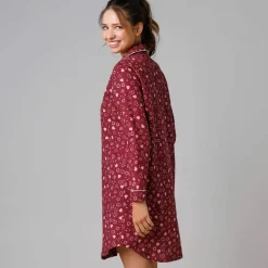 Chemise de nuit en pilou forme liquette imprimé coeur