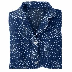 Chemise de nuit en pilou forme liquette imprimé étoiles