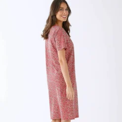 Chemise de nuit manches courtes imprimée feuillage